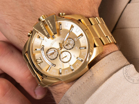 Diesel Mega Chief Chronograph Full Gold Men's Watch For Man Dz4360 Gift